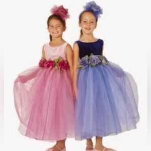 Blue Floral Girls Princess Dress